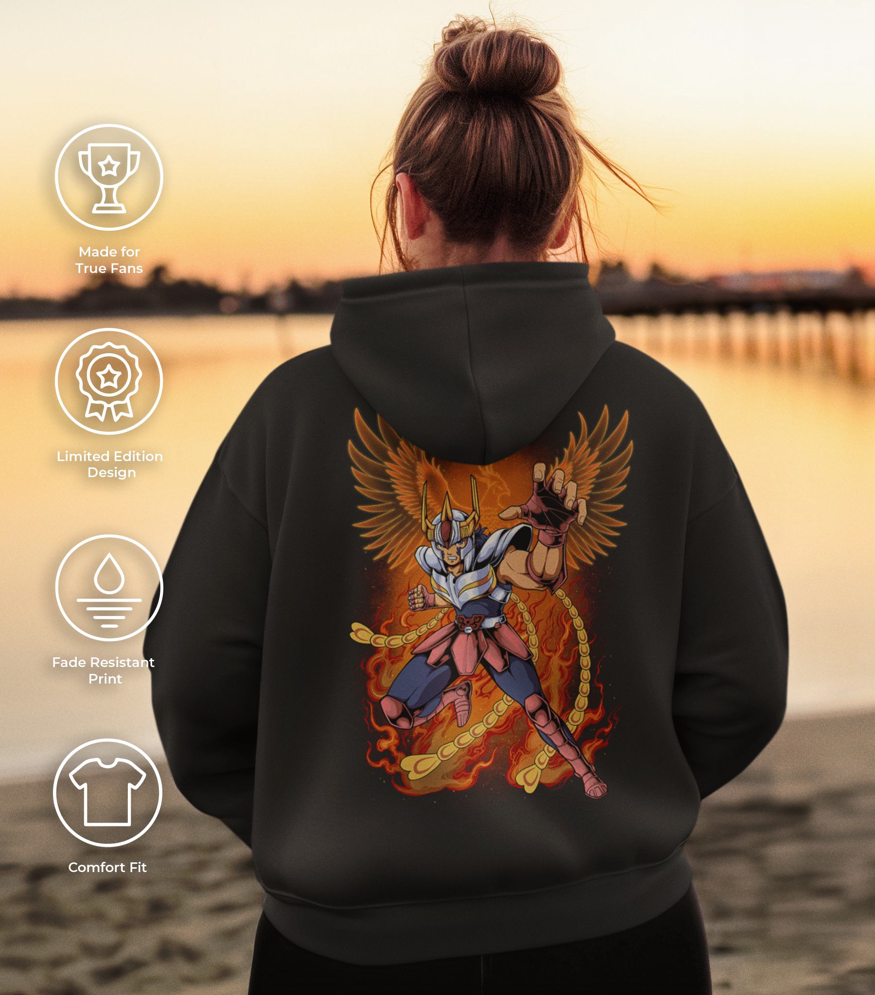 Saint Seiya - Phoenix Ikki Classic Unisex Pullover Hoodie - Image 4