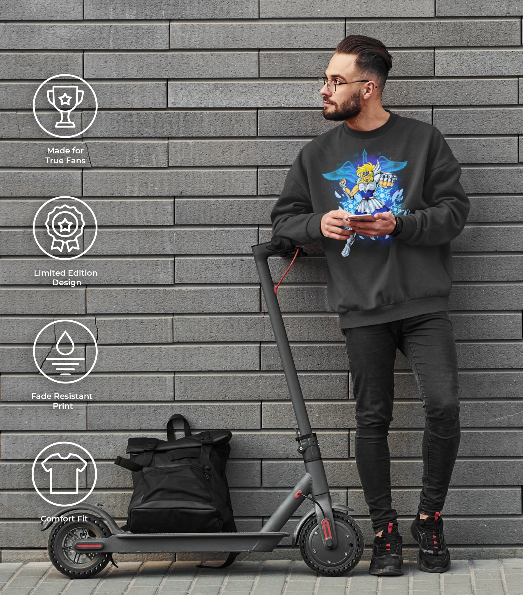 Saint Seiya - Hyoga Cygnus Classic Unisex Crewneck Sweatshirt - Image 3