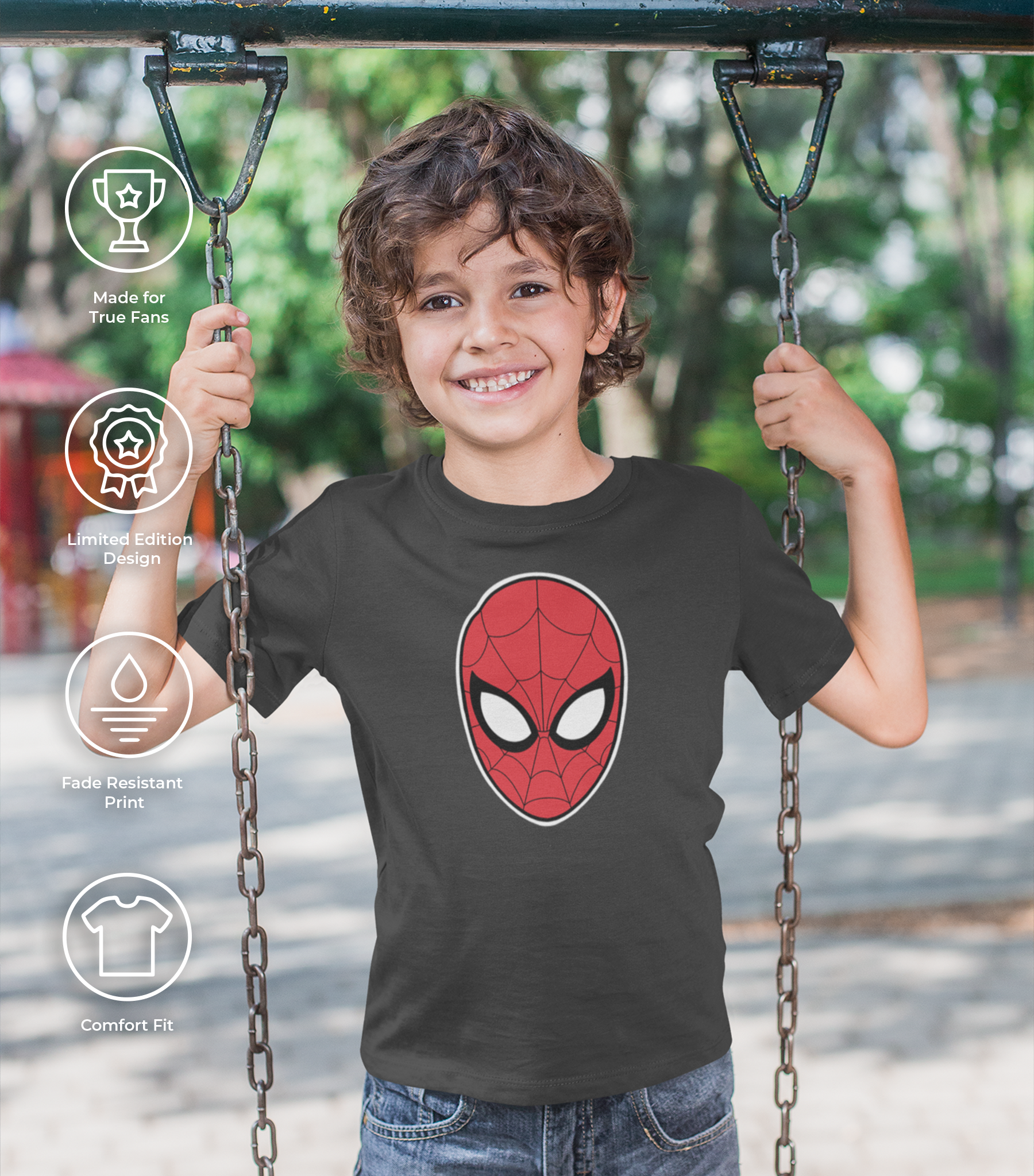 Spider-Man Face Mask Classic Kids Crewneck T-shirt - Image 4