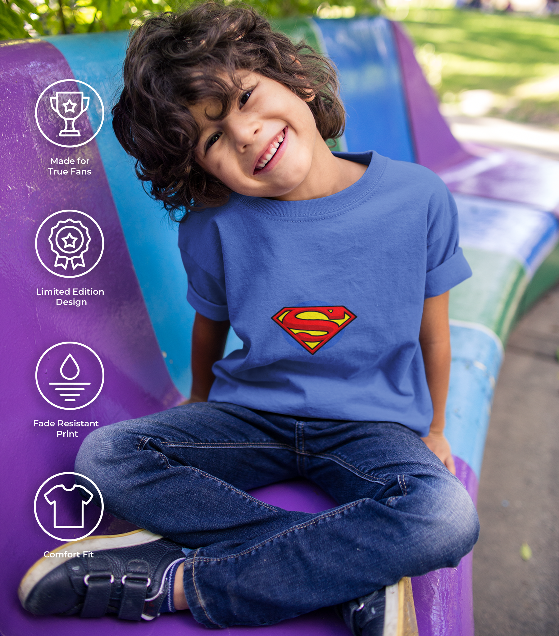 Superman Logo Classic Kids Crewneck T-shirt - Image 4