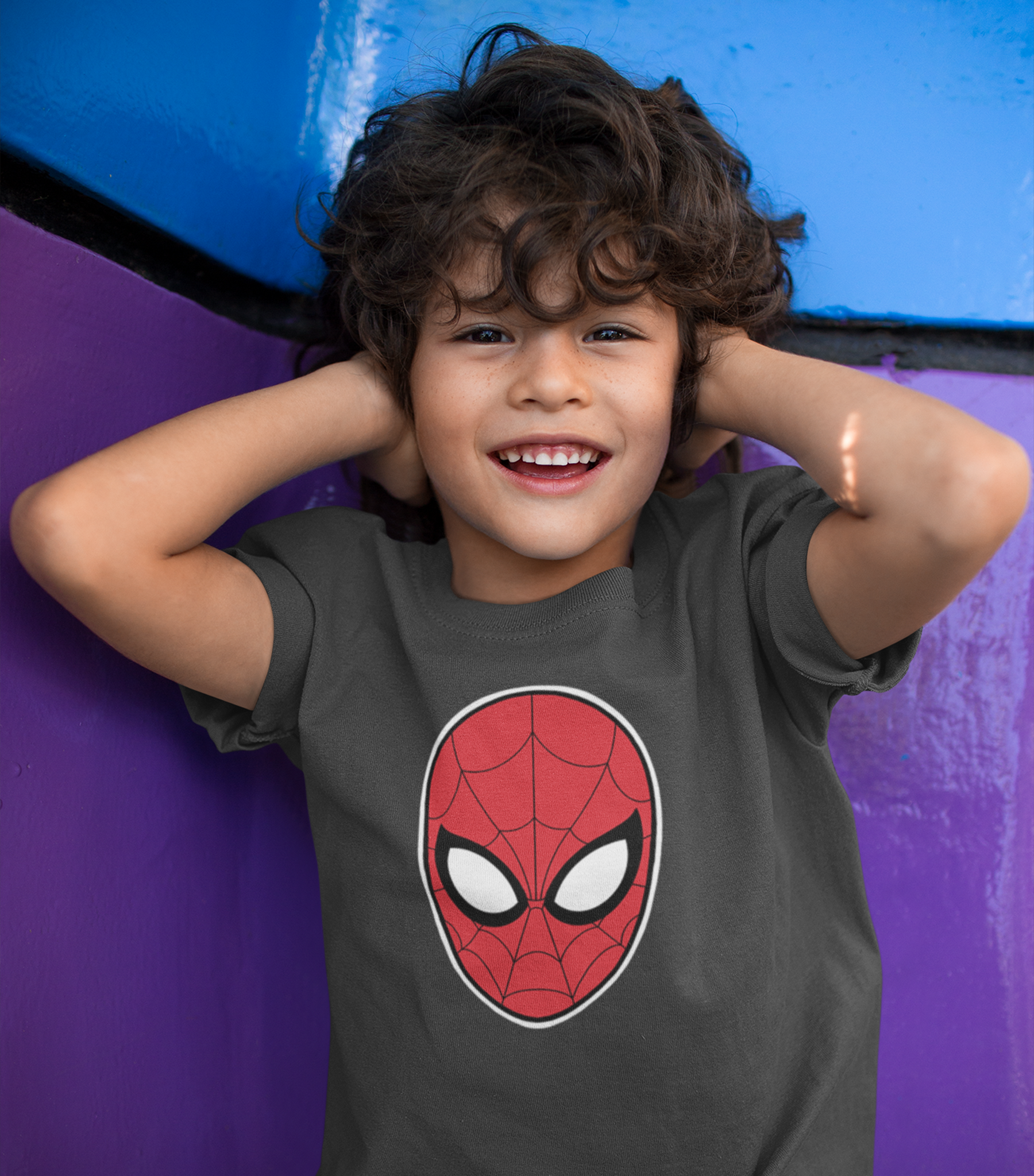 Spider-Man Face Mask Classic Kids Crewneck T-shirt - Image 3